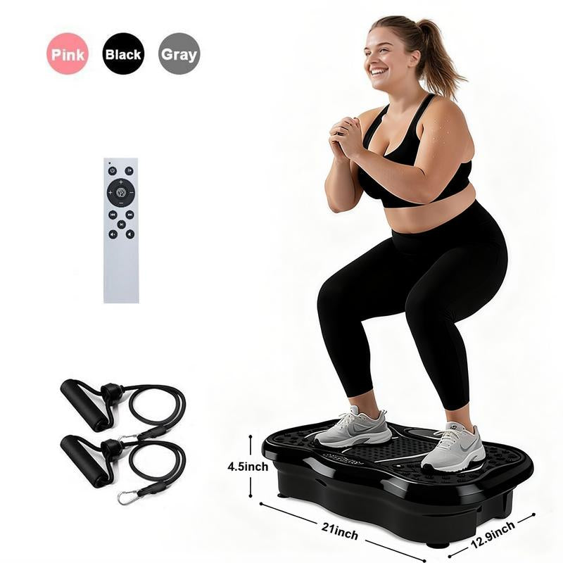 Hophorse High-Power Vibration Plate Exercise Machine Oscillating Plate 300 Lbs Weight Capacity Bluetooth Remote Control 3-In-1 Indoor Home Gym Fitness Equipment with 2 Resistance Bands