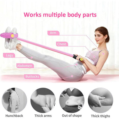 3-In-1 Multifunction Pedal Resistance Band, Elastic Pull Rope Fitness, Full-Body Workout at Home Gym, Exercise Sit-Up, Yoga, Abdominal Training