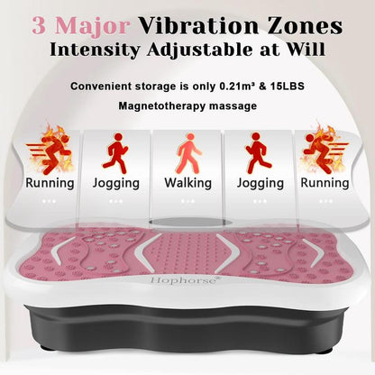 Hophorse High-Power Vibration Plate Exercise Machine Oscillating Plate 300 Lbs Weight Capacity Bluetooth Remote Control 3-In-1 Indoor Home Gym Fitness Equipment with 2 Resistance Bands