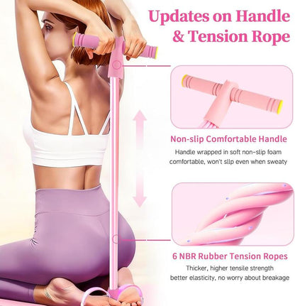 3-In-1 Multifunction Pedal Resistance Band, Elastic Pull Rope Fitness, Full-Body Workout at Home Gym, Exercise Sit-Up, Yoga, Abdominal Training