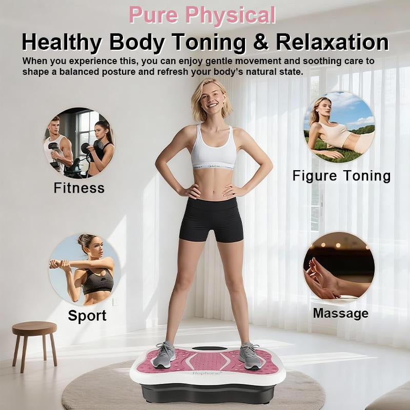 Hophorse High-Power Vibration Plate Exercise Machine Oscillating Plate 300 Lbs Weight Capacity Bluetooth Remote Control 3-In-1 Indoor Home Gym Fitness Equipment with 2 Resistance Bands