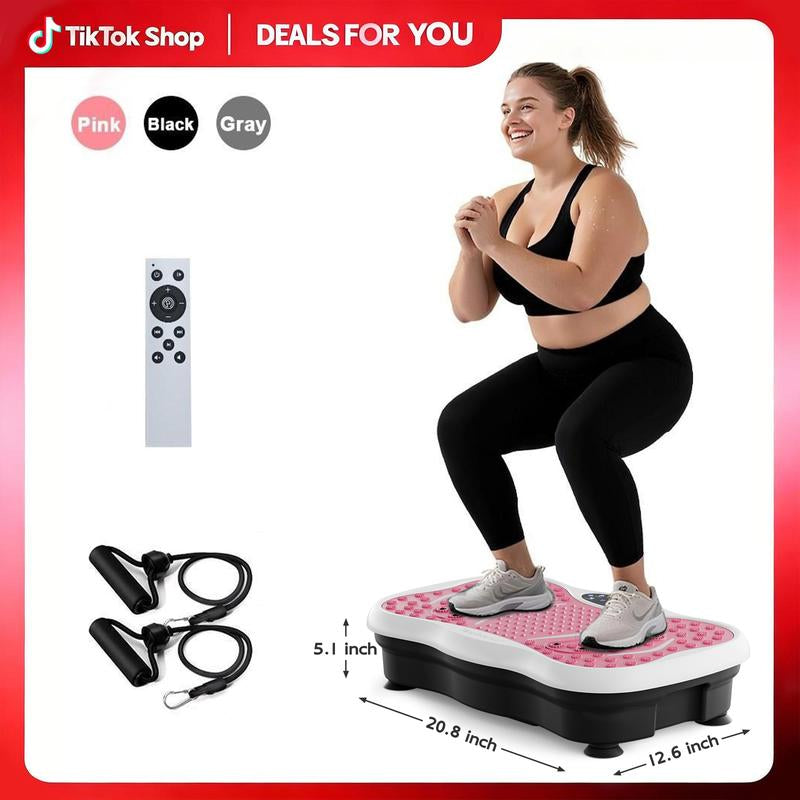 Hophorse High-Power Vibration Plate Exercise Machine Oscillating Plate 300 Lbs Weight Capacity Bluetooth Remote Control 3-In-1 Indoor Home Gym Fitness Equipment with 2 Resistance Bands